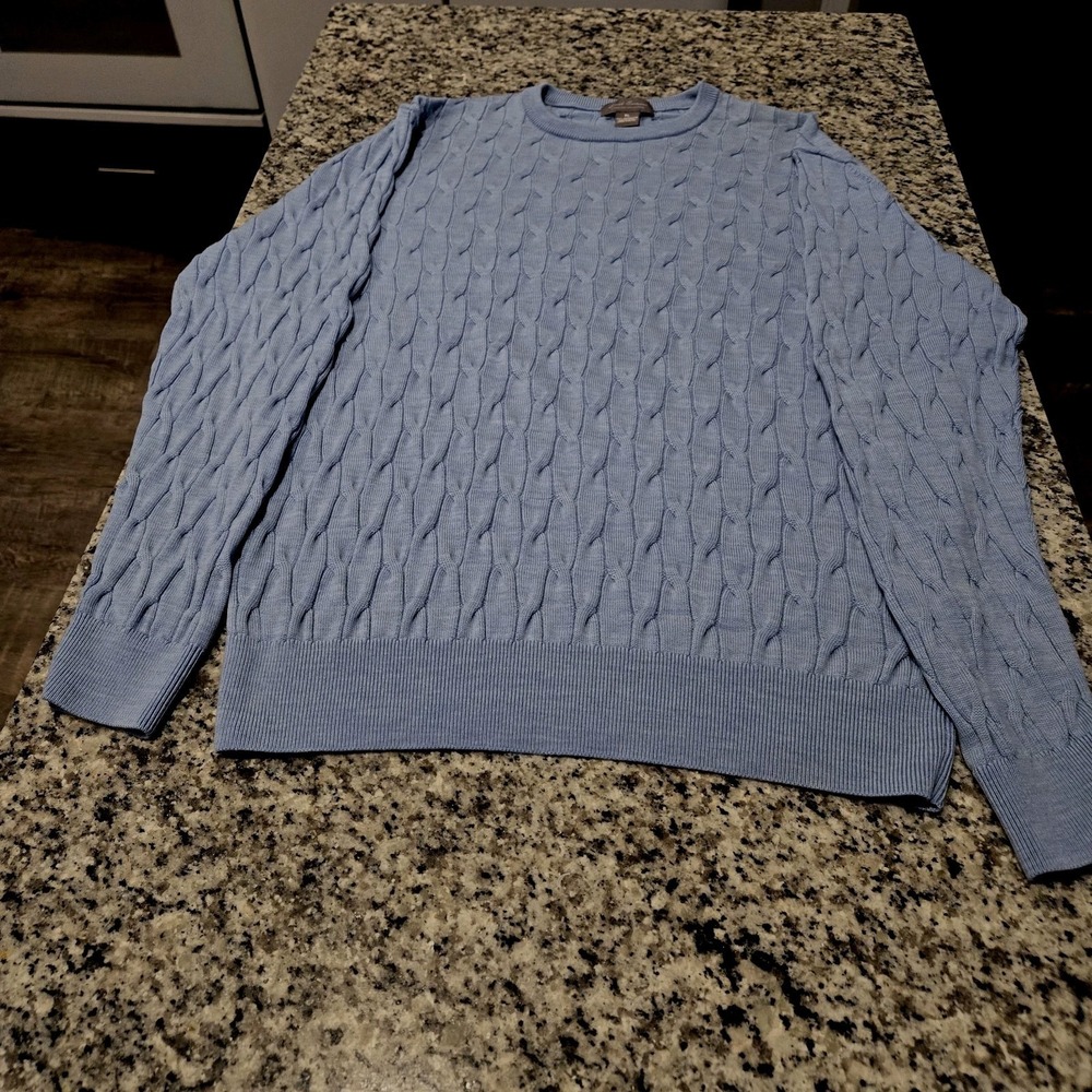 Daniel Cremieux Blue 100% Marino Wool Mens Sweater Large Classic Preppy Money - Picture 3 of 6